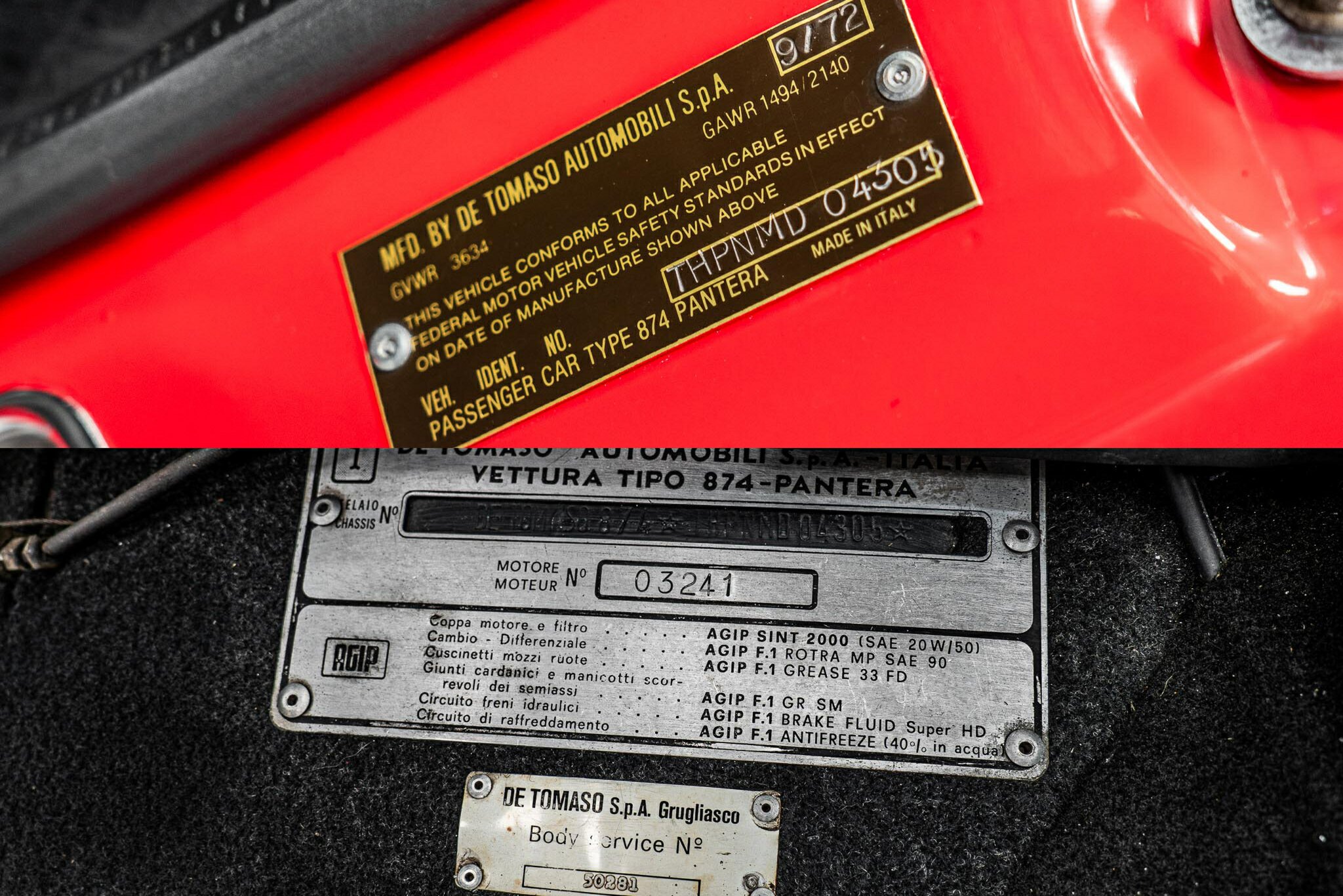 1972 DE TOMASO PANTERA GTS 5 SP MANUAL 2D COUPE