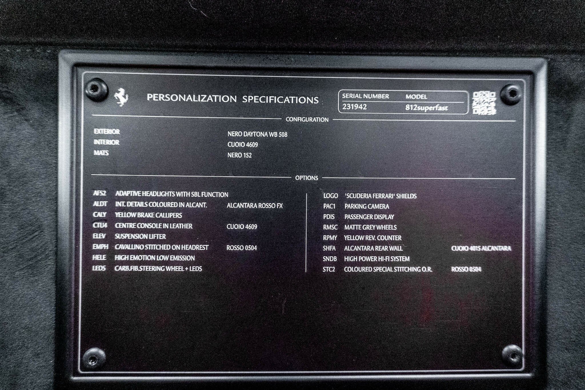 2018 FERRARI 812 F152 SUPERFAST 7 SP AUTOMATIC 2D COUPE