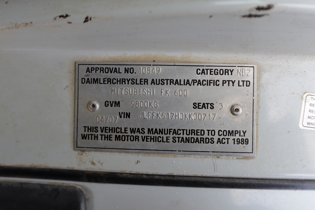 2007 MITSUBISHI FUSO FIGHTER FK MANUAL TIPPER