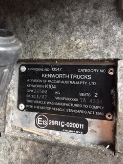 2007 KENWORTH AERODYNE 104B PRIME MOVER