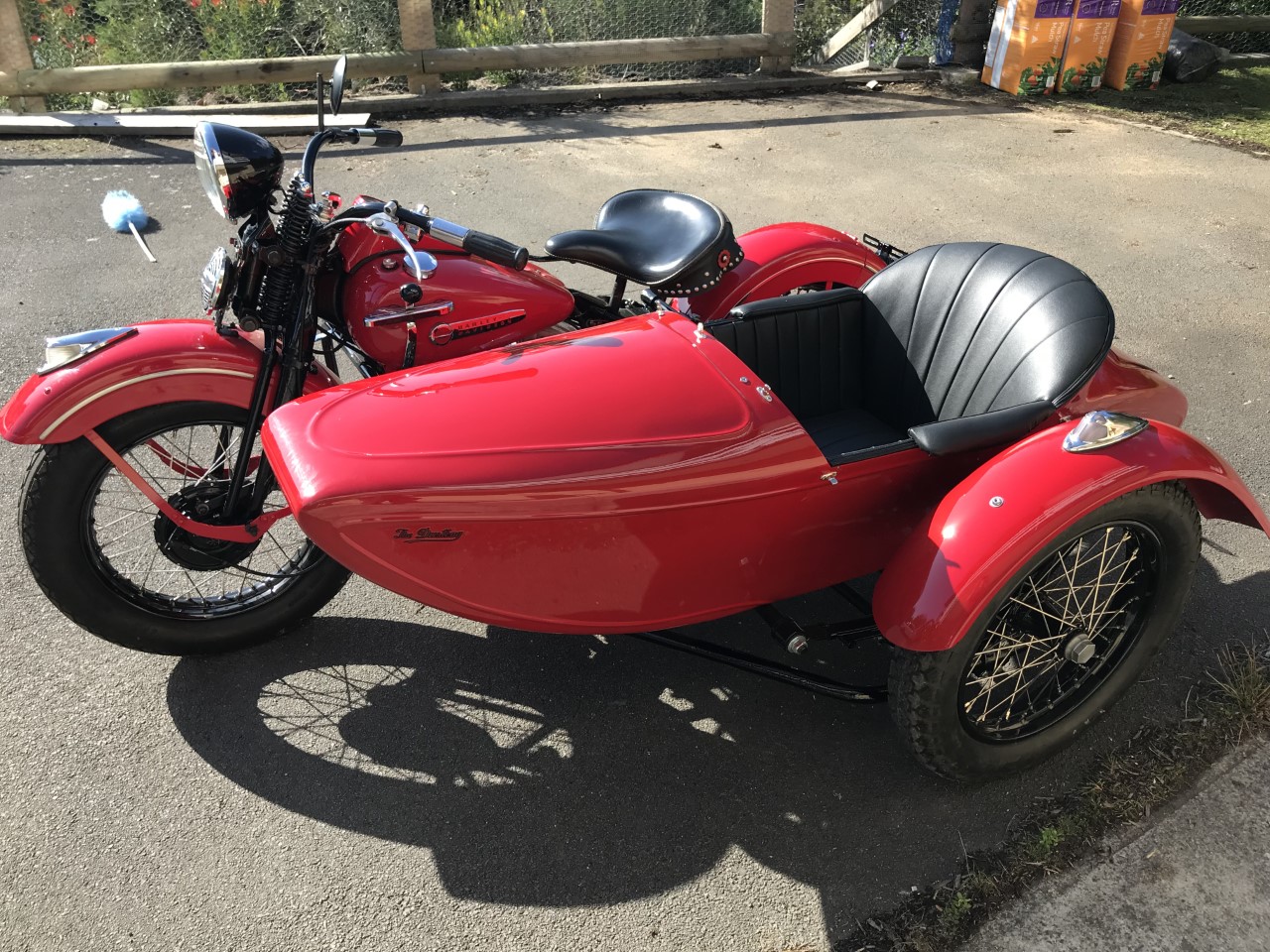 1947 HARLEY-DAVIDSON WL SOLO WITH DUSTING SIDECAR