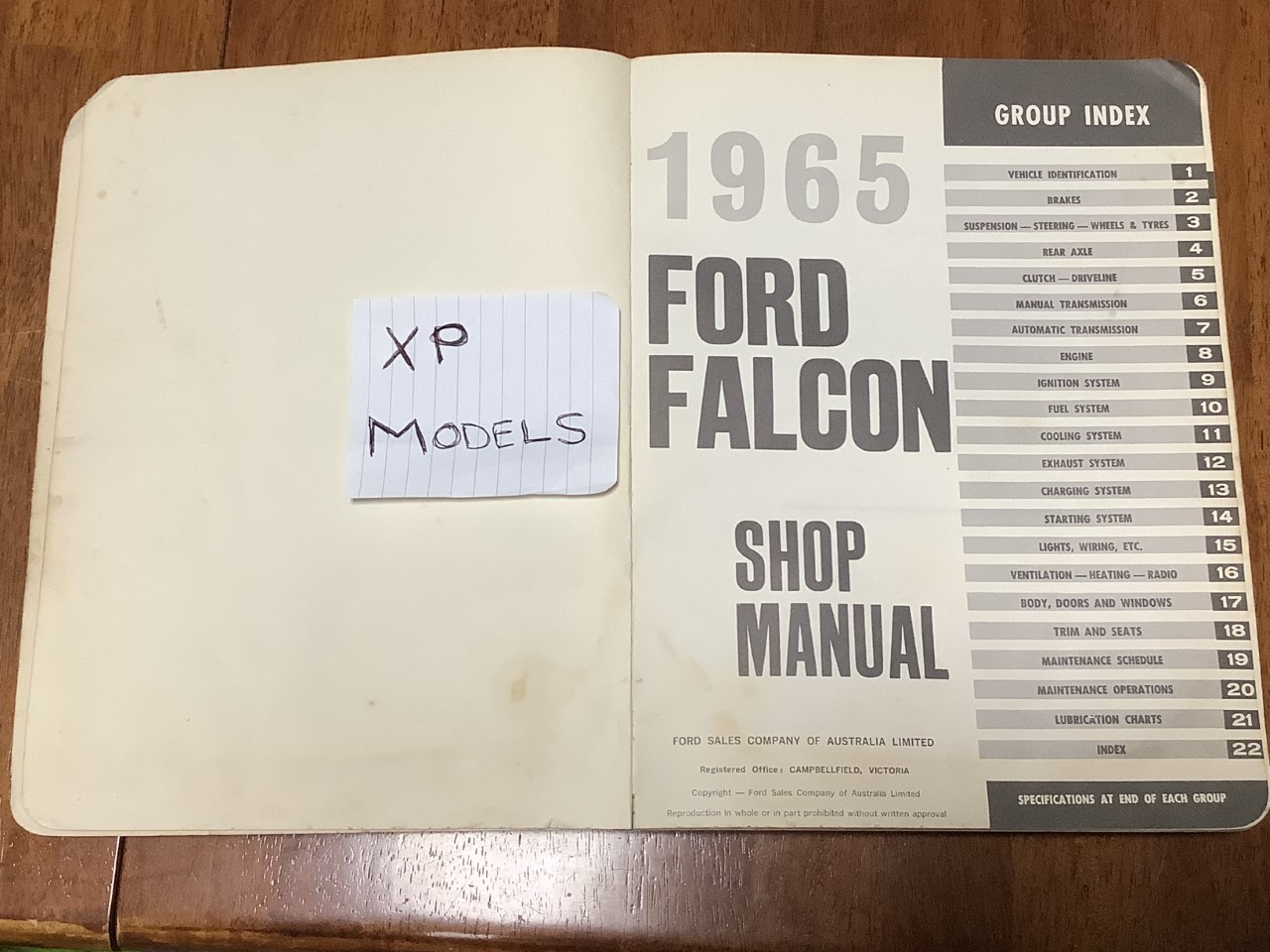 FORD 1965 XP FALCON MANUAL