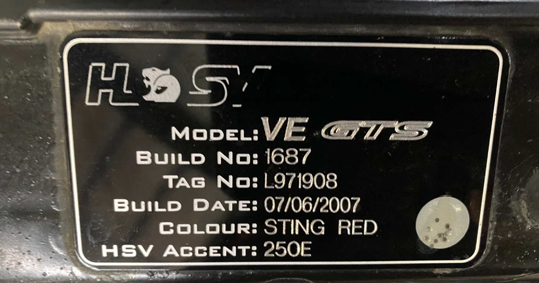 2007 HSV GTS E SERIES 6 SP MANUAL 4D SEDAN