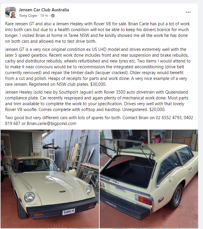 1976 JENSEN JENSEN HEALEY GT 5 SP MANUAL 2D COUPE