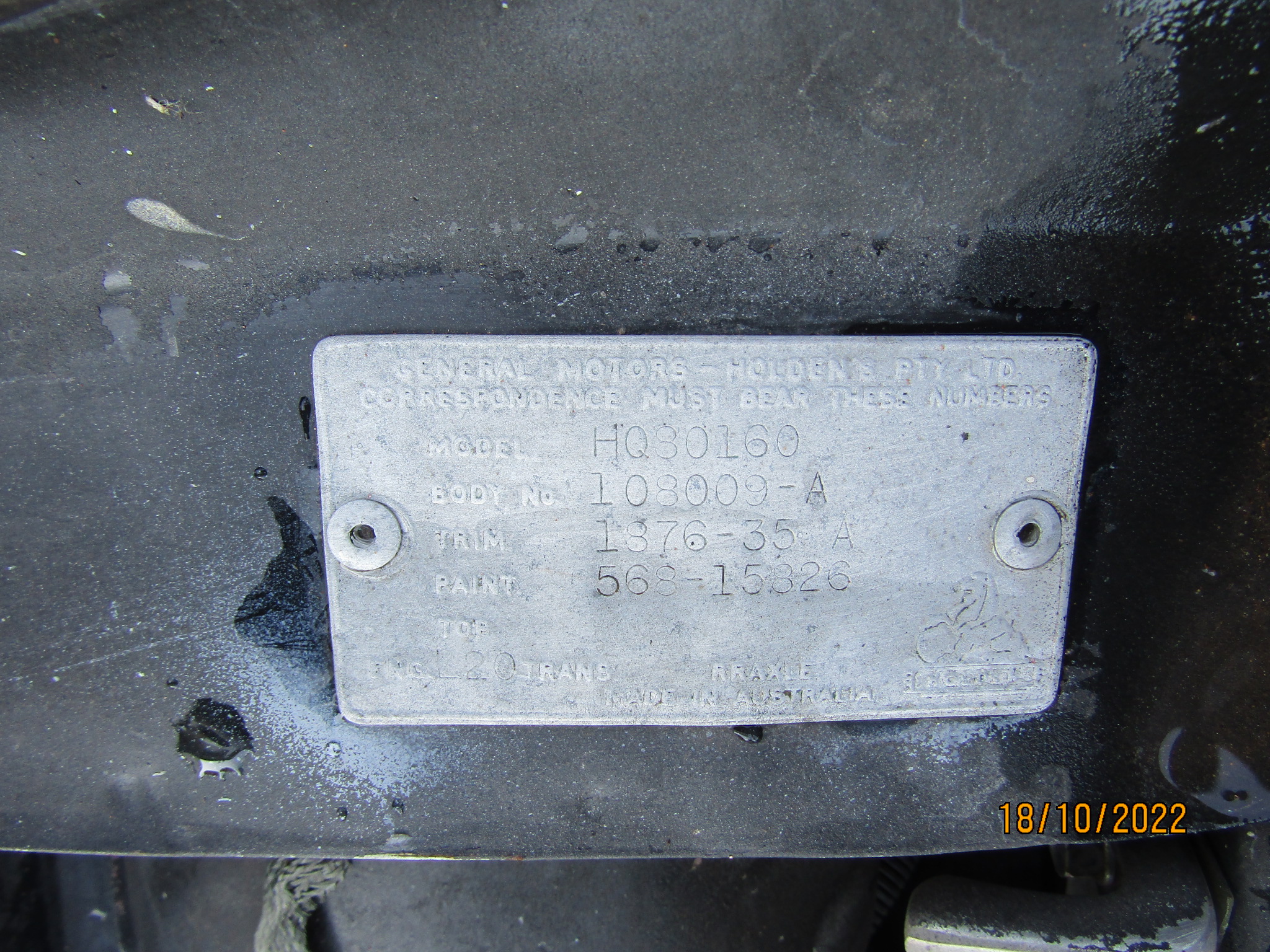 1974 HOLDEN HQ 1 TONNER TRAY