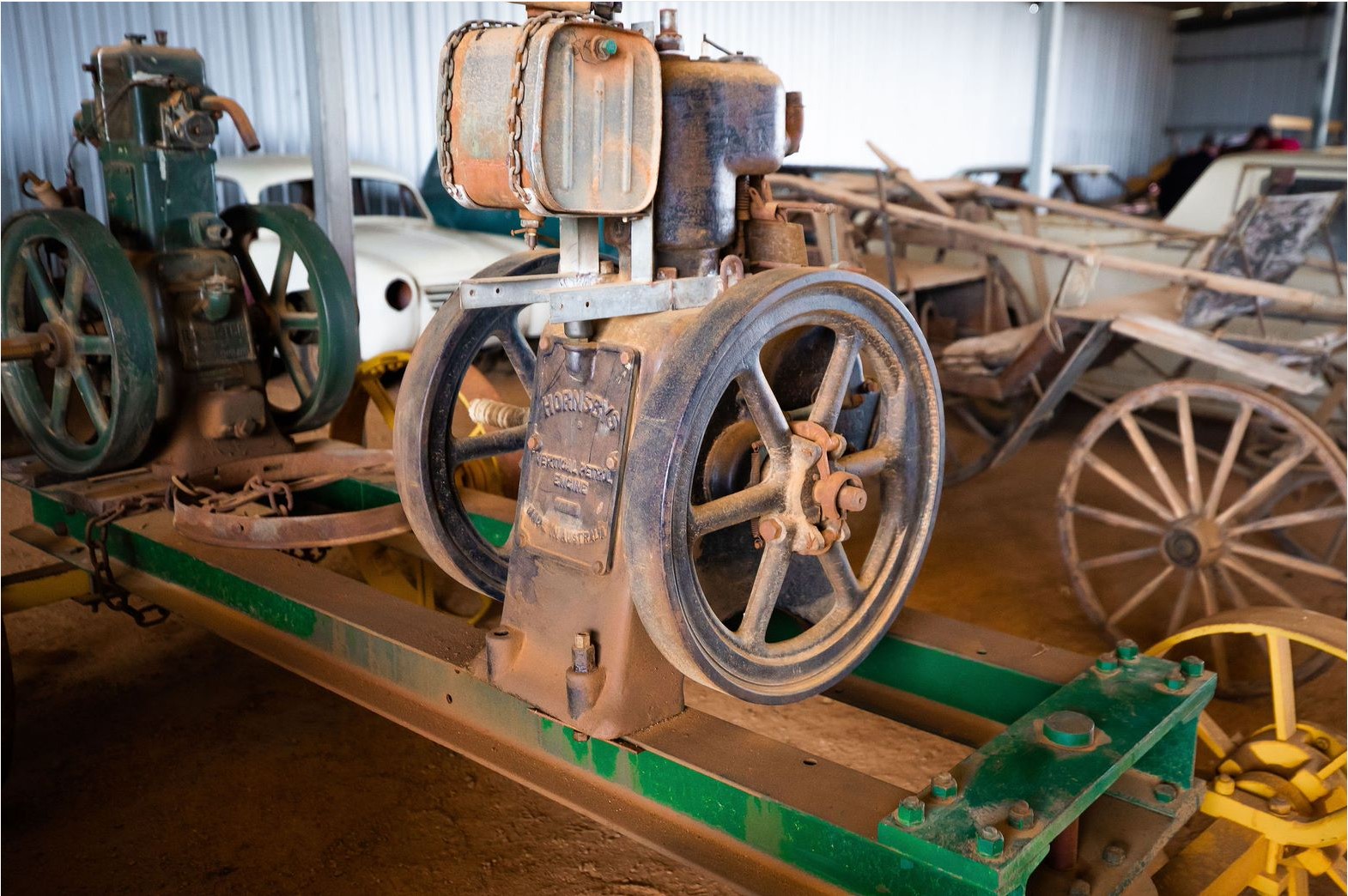HORNSBY VERTICLE PETROL ENGINE WITH RA LISTER & CO DIESEL ENGINE