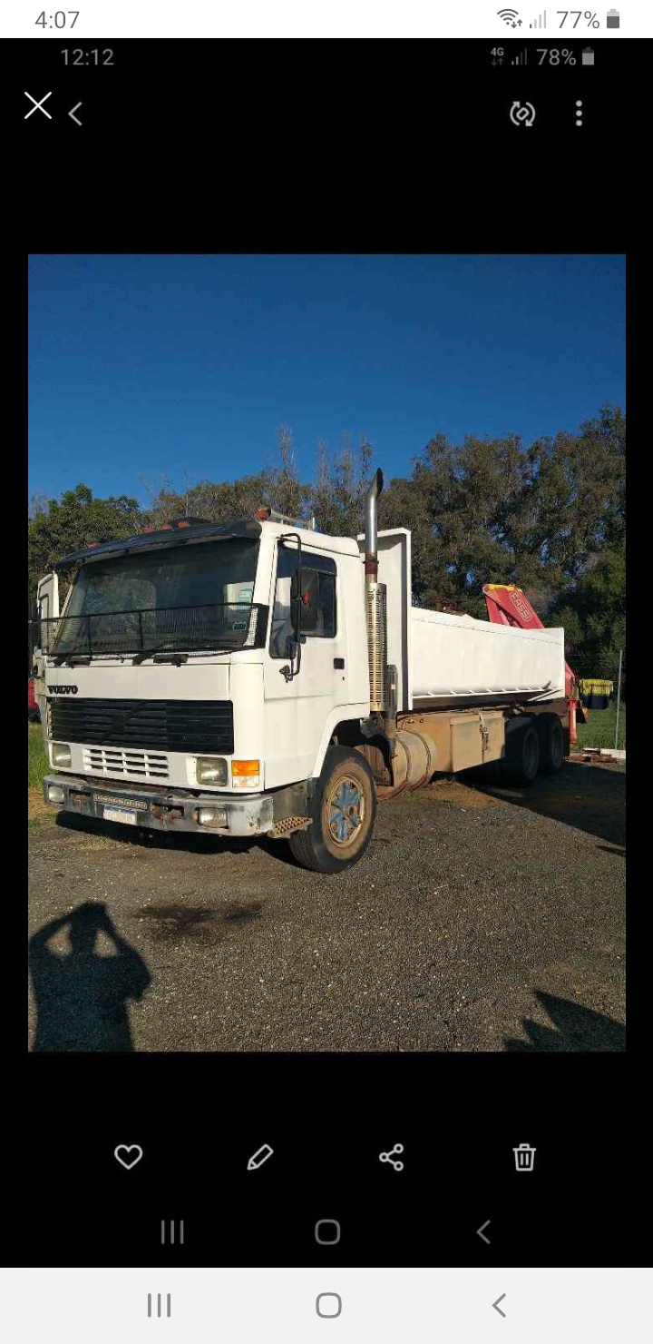 1981 VOLVO FL7 SIDE TIPPER/HIAB CRANE TRUCK 