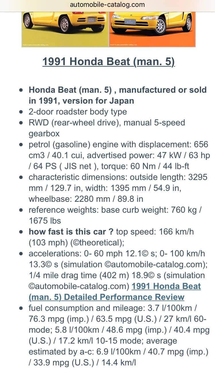 1991 HONDA BEAT 660 5 SP MANUAL