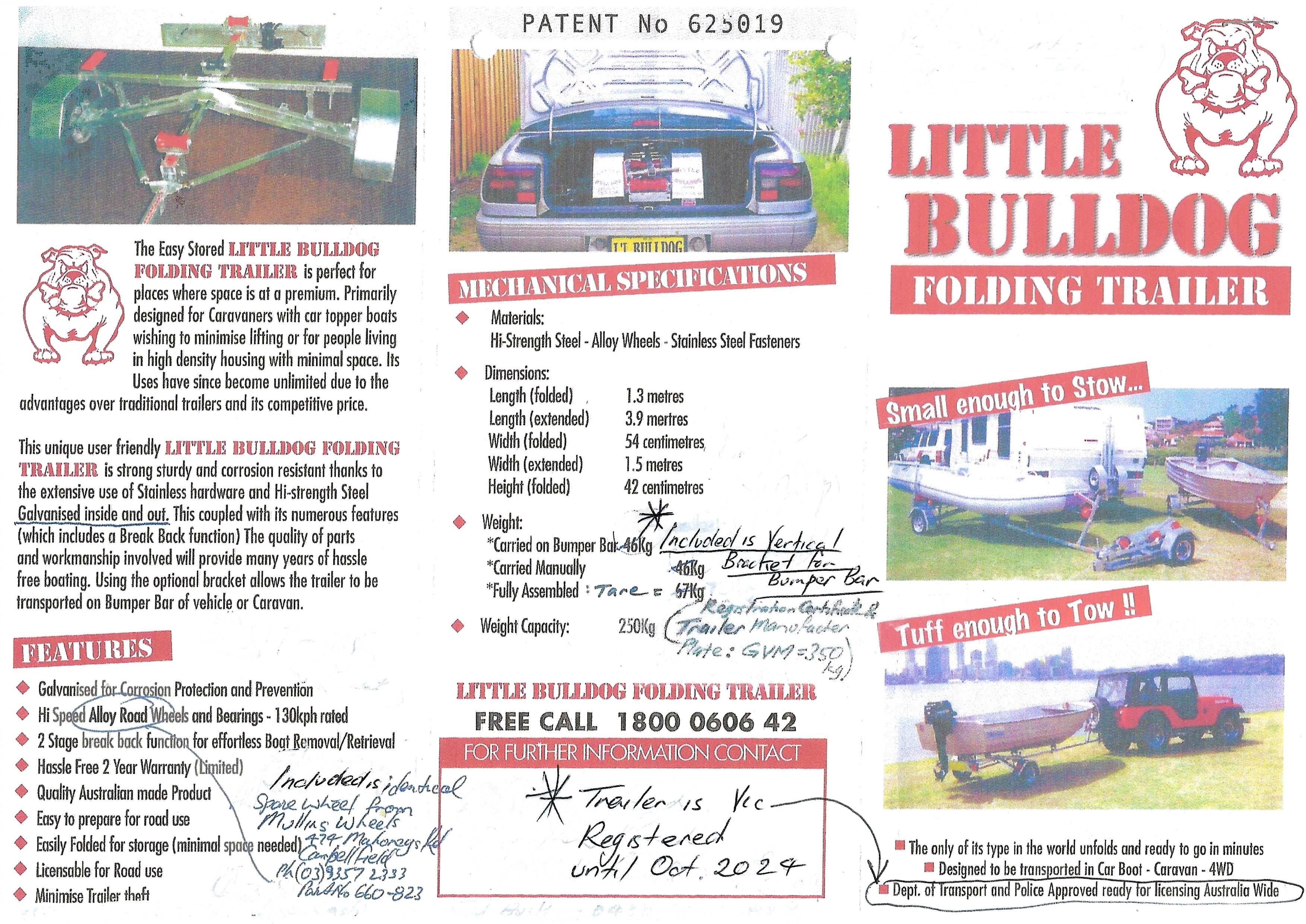 LITTLE BULLDOG FOLDING BOAT TRAILER