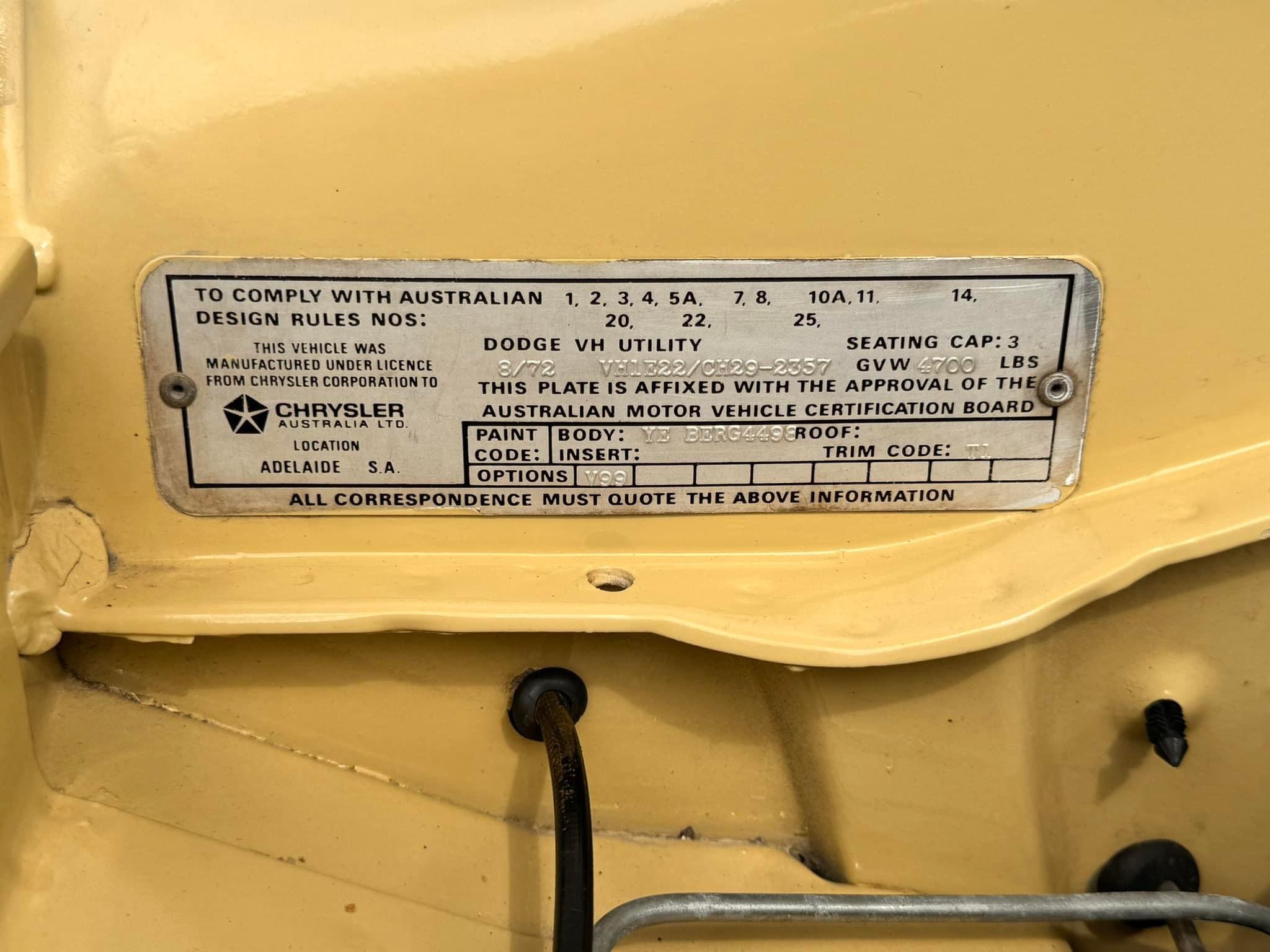 1972 DODGE UTILITY