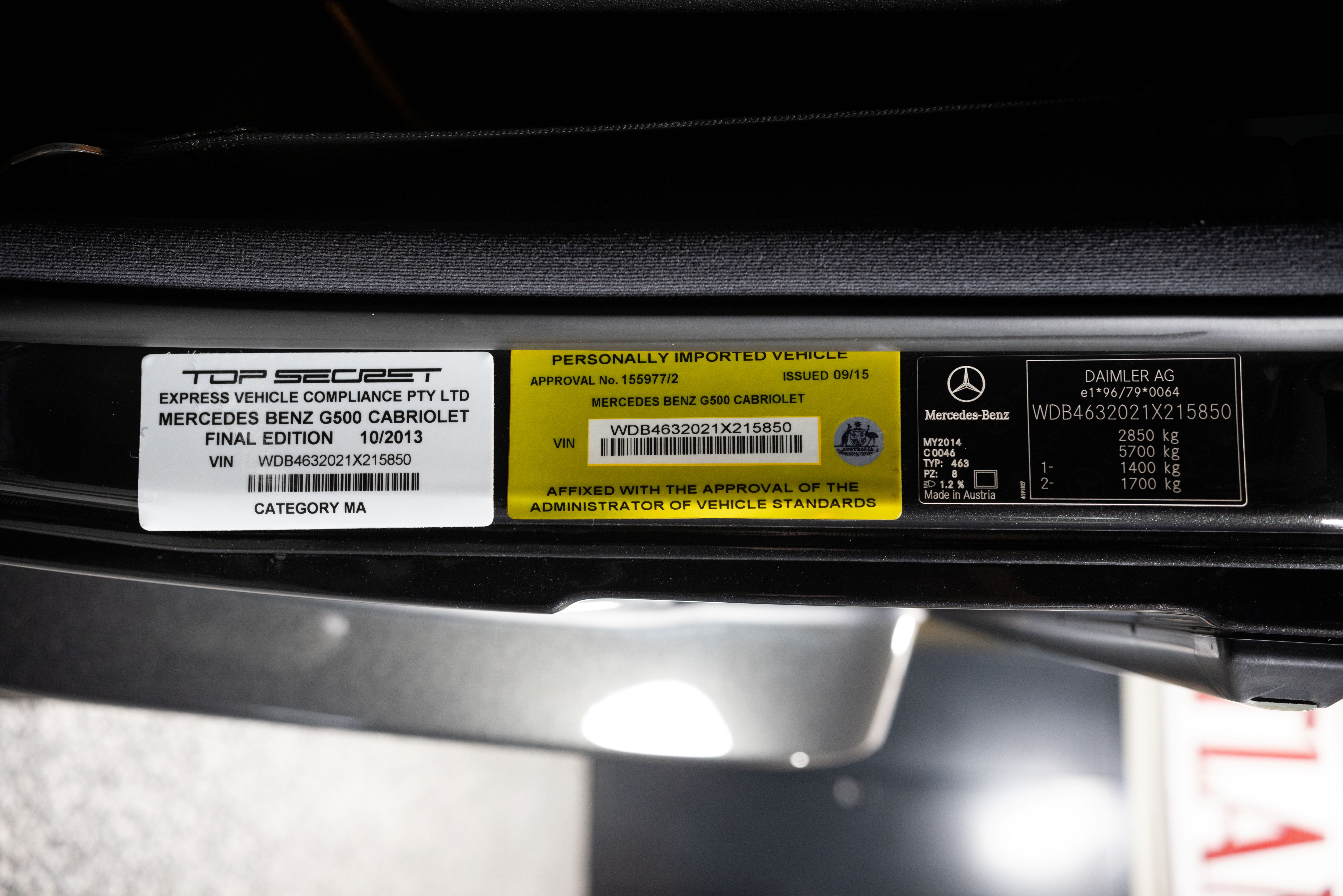 2013 MERCEDES-BENZ G500 FINAL EDITION