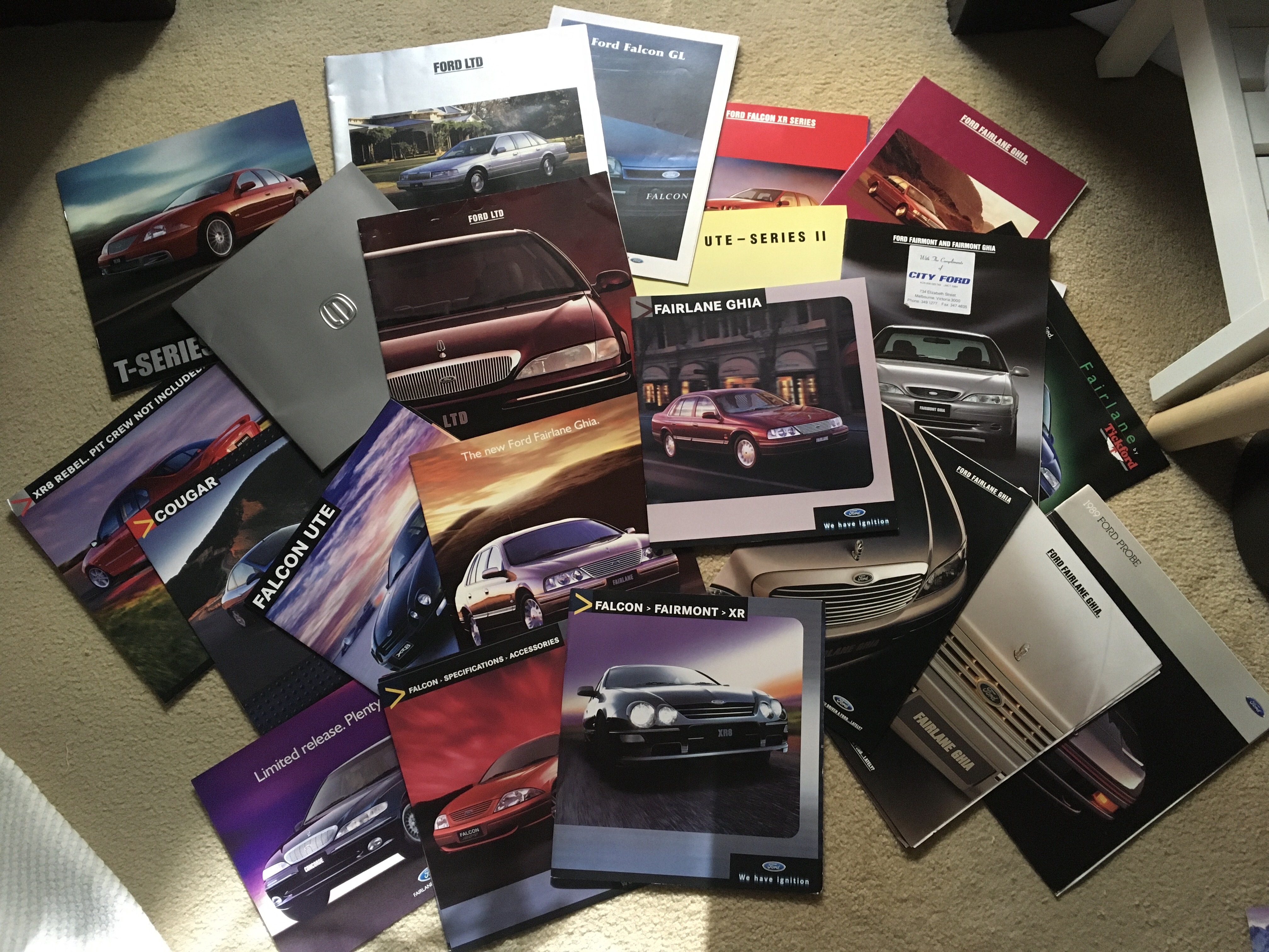 FORD AUSTRALIA VARIOUS DEALER BROCHURES (20) & FLYERS (18)