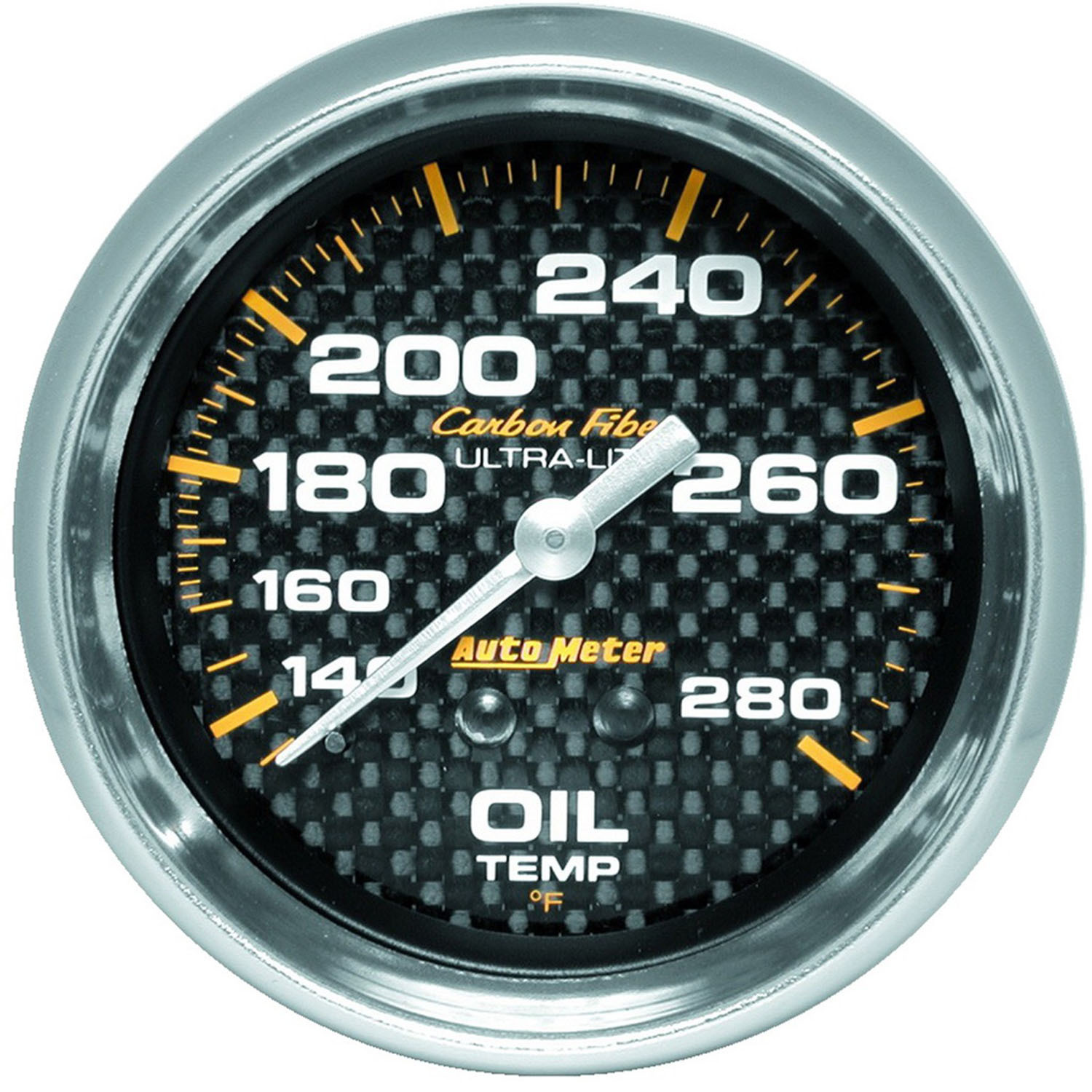 Autometer Gauge, Carbon Fiber, Oil Temperature, 2 5/8 in, 140-280 Degrees F, Mechanical, Each