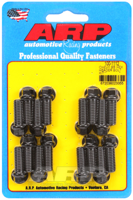 ARP Header Bolts, Hex Head, 3/8 in. Wrench, Custom 450, Black Oxide, 3/8 in.-16, 1.000 in. UHL, Set of 16