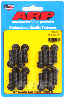 ARP Header Bolts, 12-Point, 5/16 in. Wrench, Custom 450, Black Oxide, 3/8 in.-16, 1.000 in. UHL, Set of 16