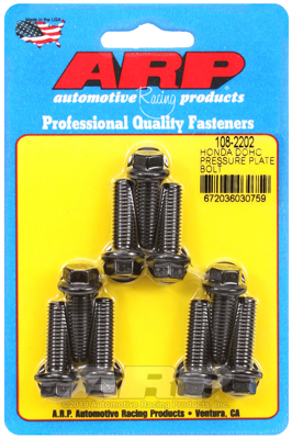 ARP Pressure Plate Bolts, 8mm x 1.25, Hex Head, Chromoly, Black Oxide, For Honda , 2.0, 2.3L, Set of 9