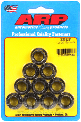 ARP Nut, 12-point, 8740 Chromoly, Steel, Black, 1/2 in.-20 Thread, 180000psi, Set of 10