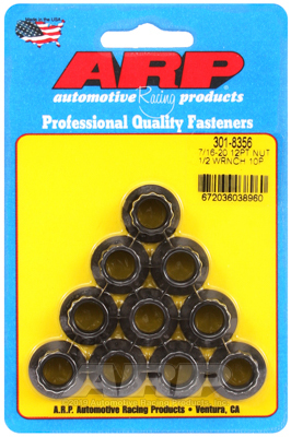 ARP Nut, 12-point, 8740 Chromoly, Steel, Black, 7/16 in.-20 Thread, 180000psi, Set of 10