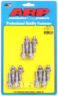 ARP Header Studs, 12-Point Nuts, Stainless Steel, Polished, 3/8 in.-16, 1.670 in. UHL, Set of 12