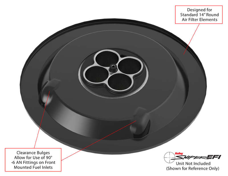 Holley Air Cleaner Bottom, Dropped Base, Steel, Black Painted, 14 in. Diameter, Each