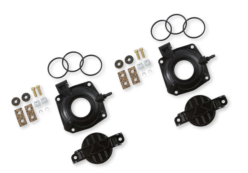 Holley Dual Quick Change Covers, Vacuum Diaphragm, Plastic, Black, with Balance Tube for Dual Carbs, Kit