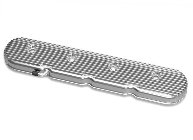 Holley Valve Cover, Vintage Series, Finned, Standard Height, GM LS Engines, Cast Aluminum, Polished, Pair