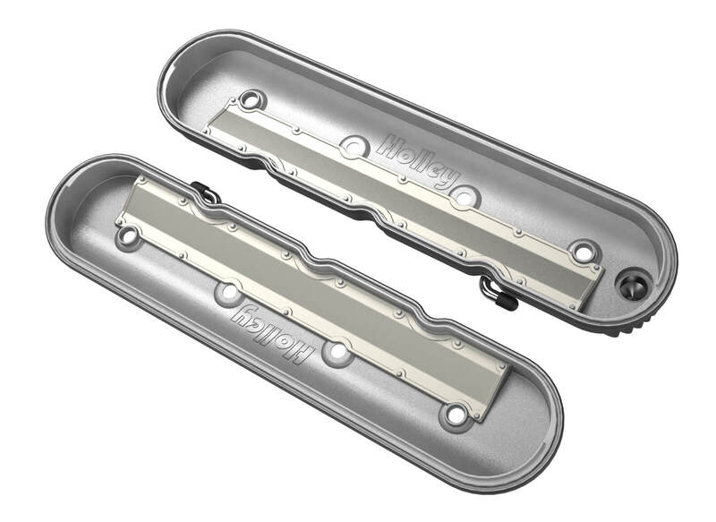 Holley Valve Cover, Vintage Series, Finned, Standard Height, GM LS Engines, Cast Aluminum, Polished, Pair