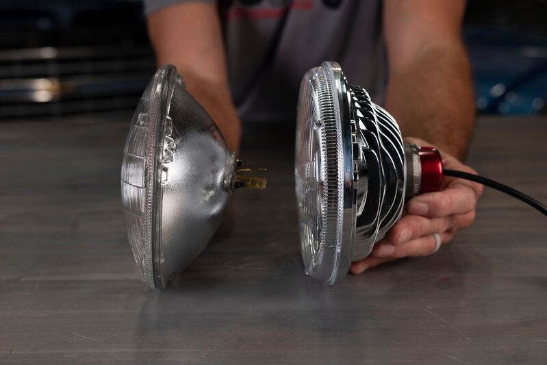 Holley Headlight, Retrobright, LED Sealed Beam, 7.0 in, Round Modern, White (5700K Bulb), Each