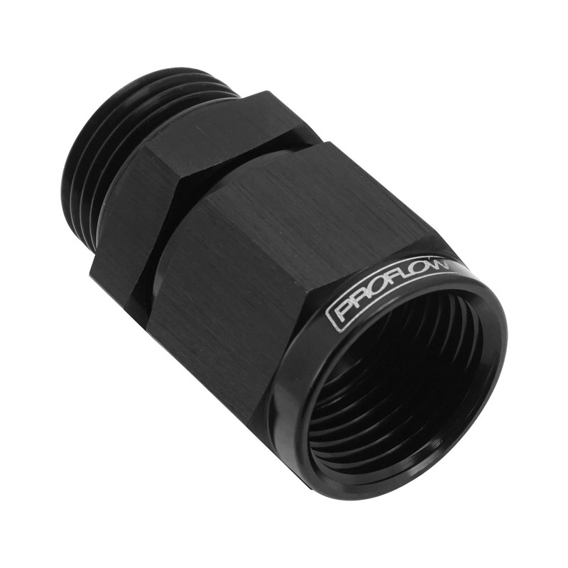 Proflow Fitting Adaptor Male -08AN ORB To Female -08AN, Black