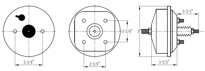 Proflow Power Brake Booster Universal 8in. Single Diaphragm, Zinc