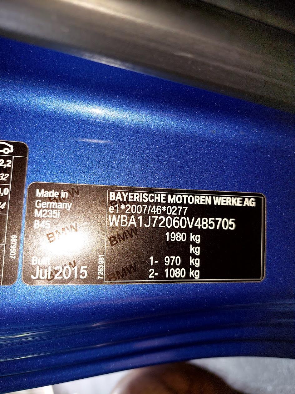 2015 BMW F22 MY15 M235i 8 SP AUTOMATIC 2D COUPE