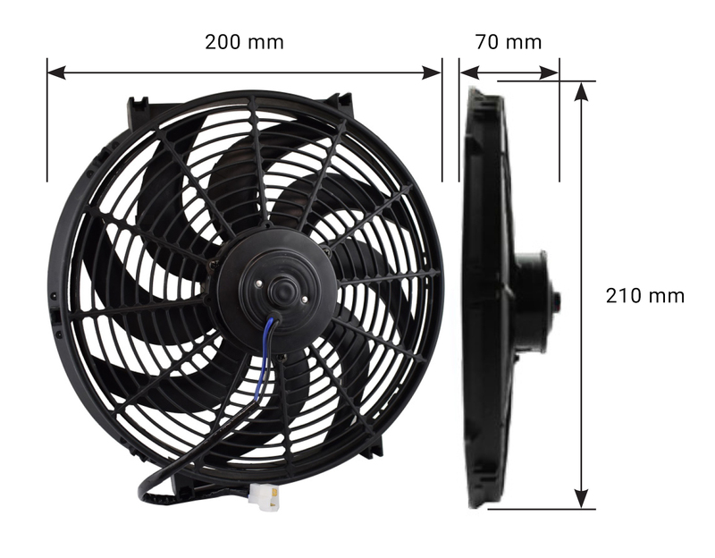 Proflow Electric Fan, Cooling Curved Black Single, 7 in. Diameter, Reversible, 800 cfm, Black, Plastic