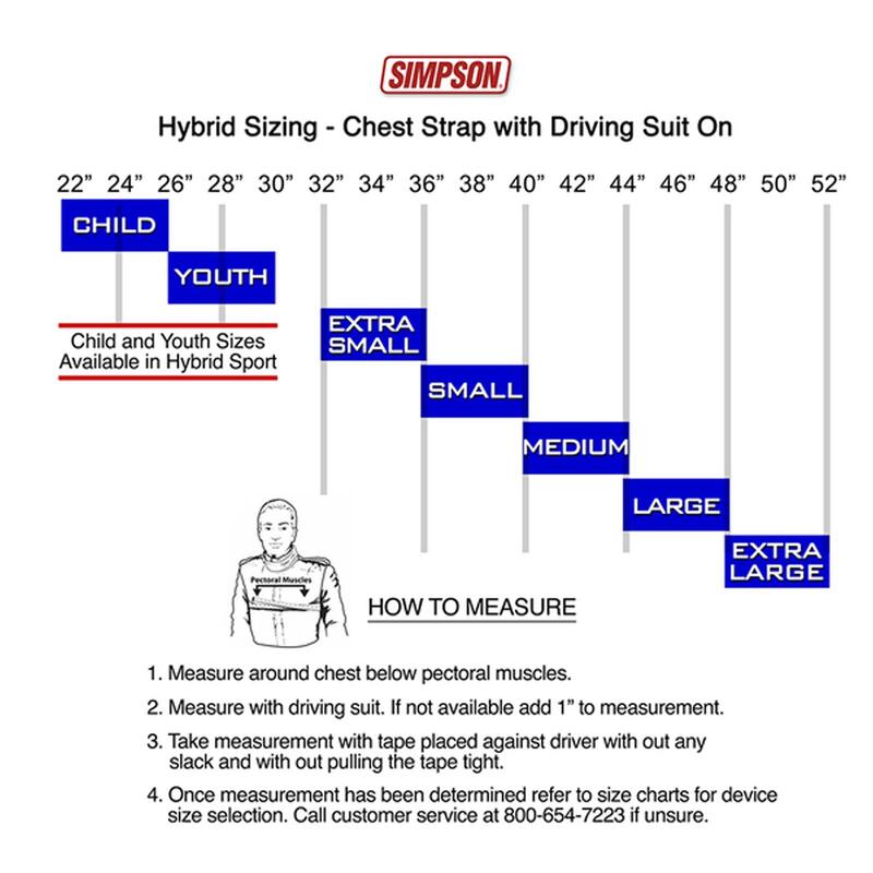 Simpson Head and Neck Restraint System, Hybrid Pro Lite, Sliding Tether and Dual End Tether, M61 Quick-release Anchor, FIA 8858-10, Small, Each