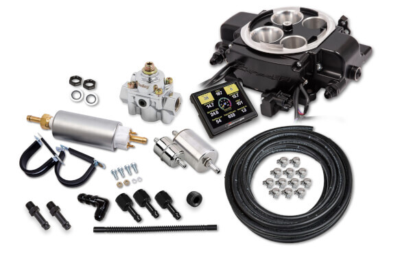 Sniper EFI Sniper Fuel Injection System, Quadrajet, In-Line Fuel Pump, Self-Tuning, Touch Screen, Wiring, Hardware, Black Ceramic, Quadrjet, Kit