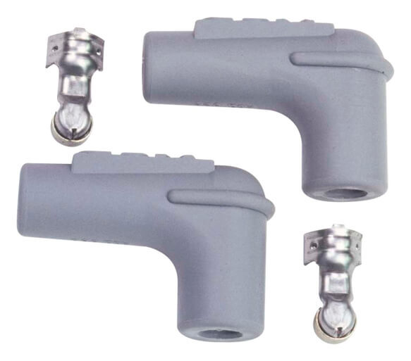 MSD Spark Plug Boots and Terminals, Gray, 90 Degree Boots, Pair