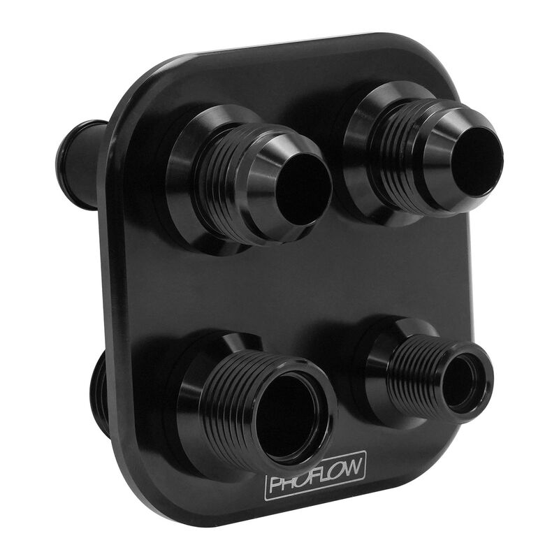 Proflow Firewall Bulkhead Aluminium Air Con 4 Port #6, #10 Inline, Black