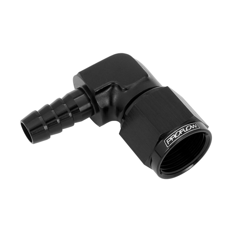 Proflow 1/2in. 90 Degree Barb Male Fitting To 10AN Female, Black