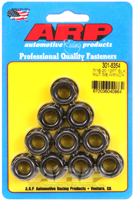 ARP Nut, 12-point, 8740 Chromoly, Steel, Black, 7/16 in.-20 Thread, 180000psi, Set of 10