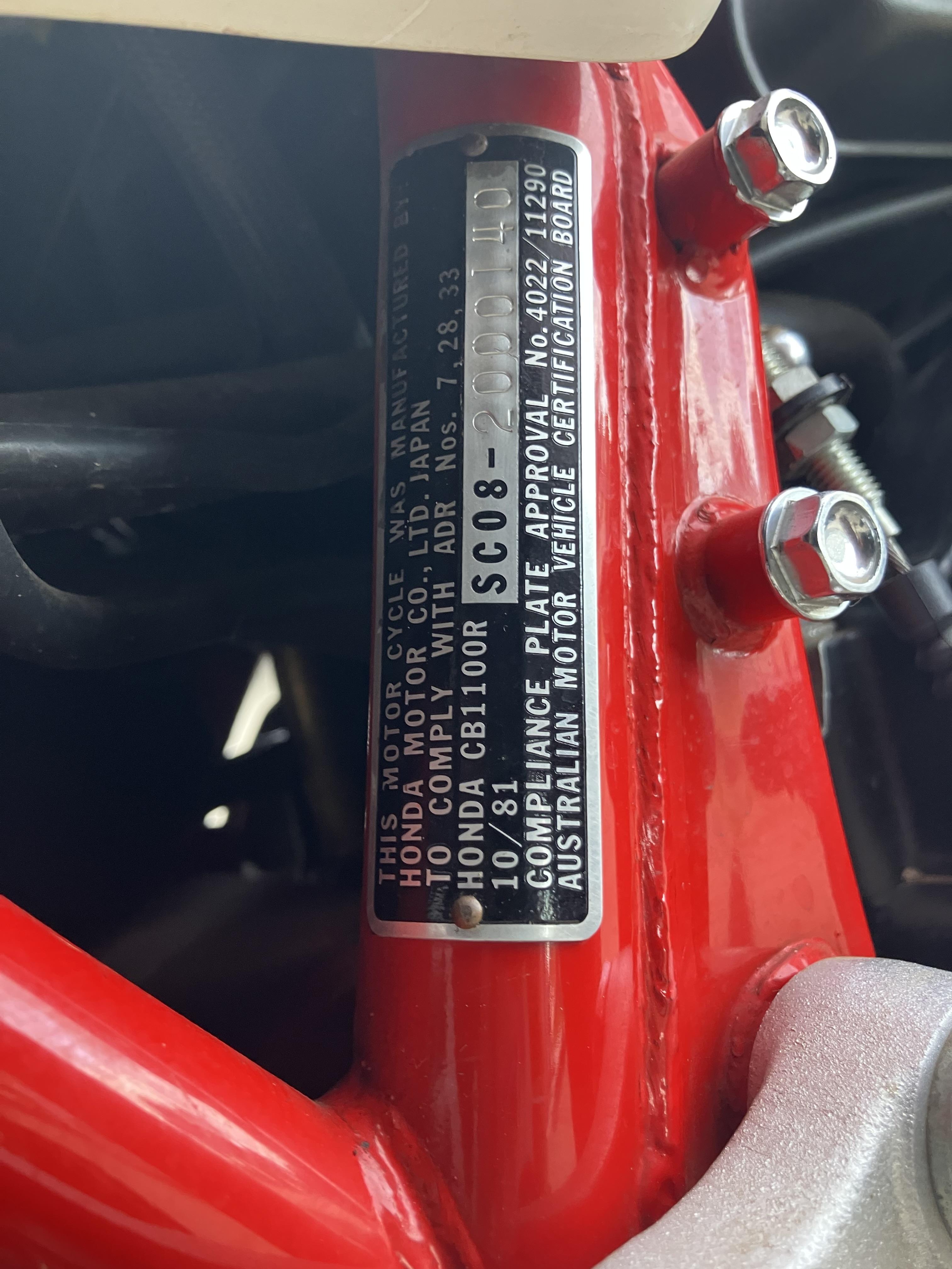 1981 HONDA CB1100R ROAD 