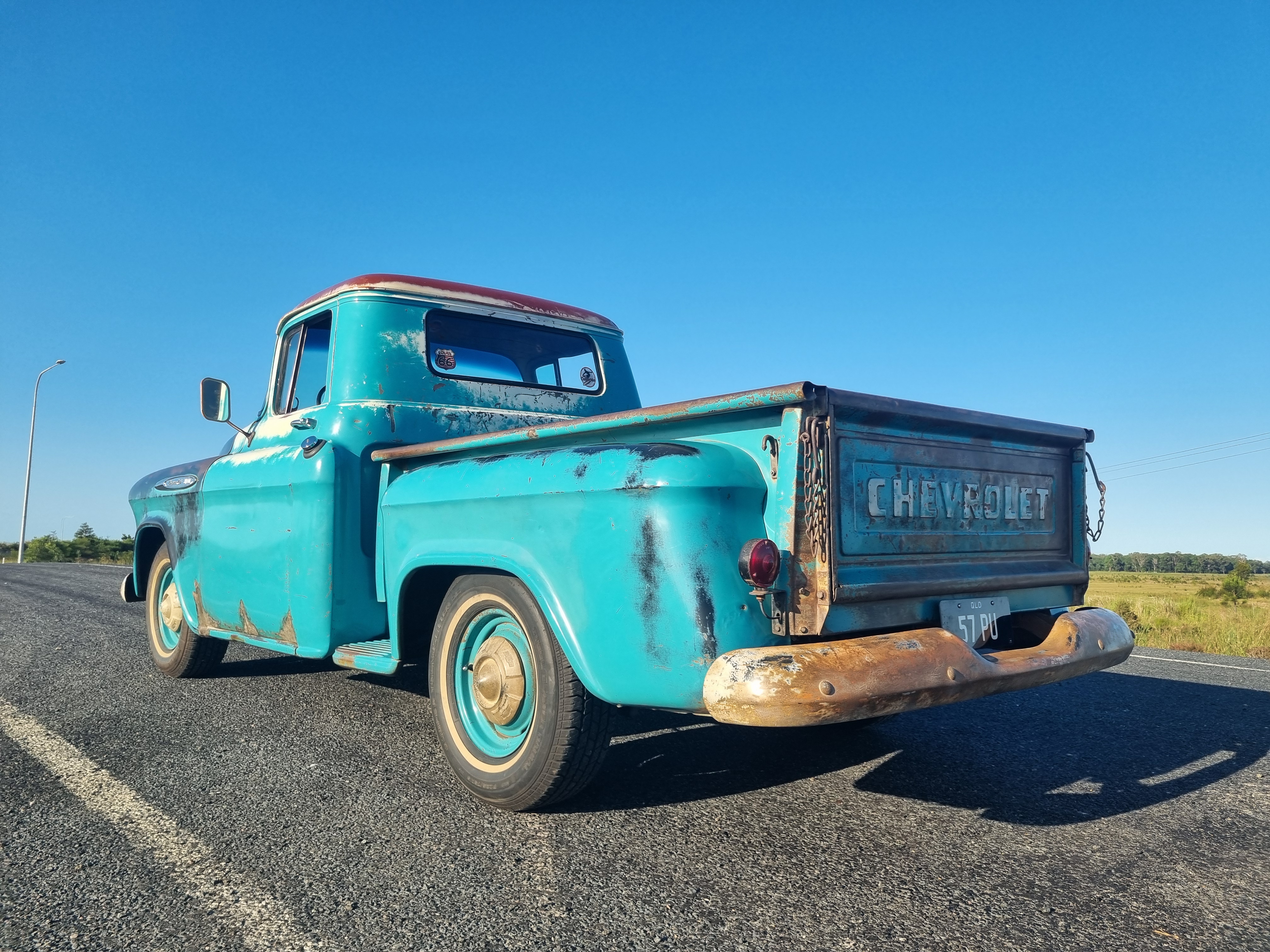 1957 CHEVROLET 3100 SHORT BED 3 SP MANUAL PICK UP
