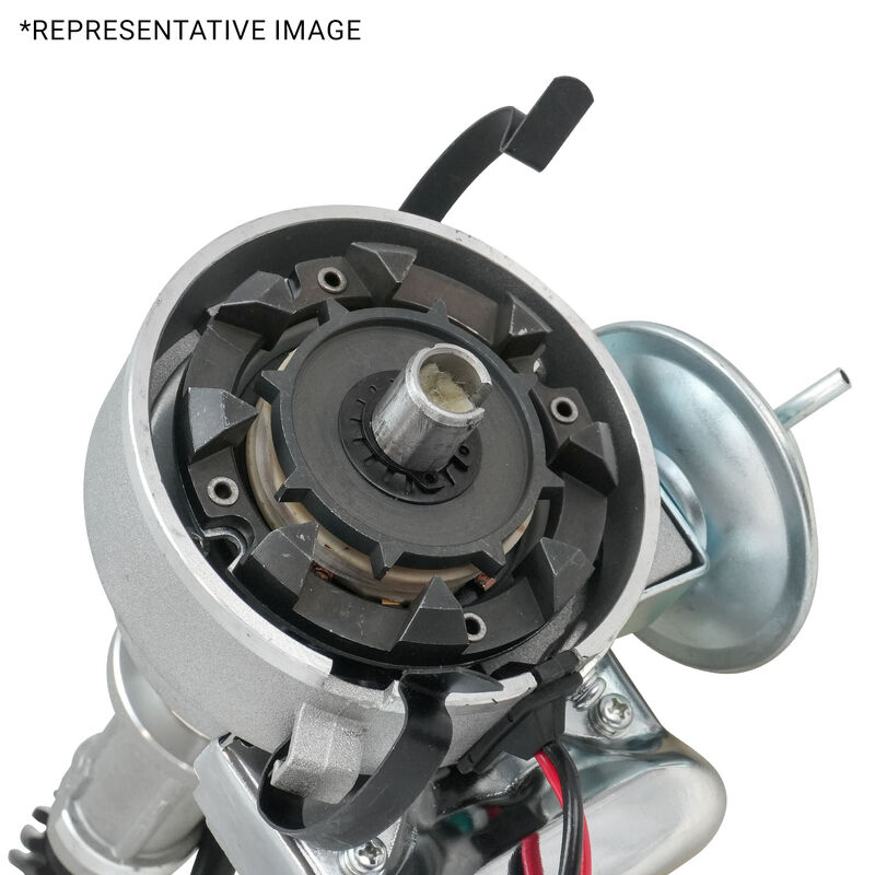 Proflow Distributor, HEI Street Series, Vacuum Advance, Bosch Style Black Cap, For Ford 302 351 Cleveland Early Large Shaft