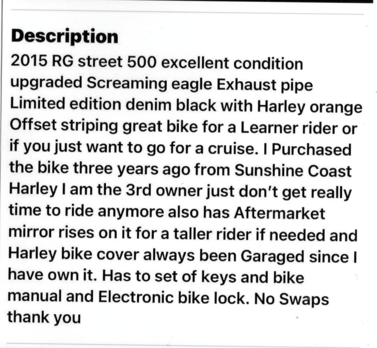 2015 HARLEY-DAVIDSON STREET 500 (LAMS) CRUISER
