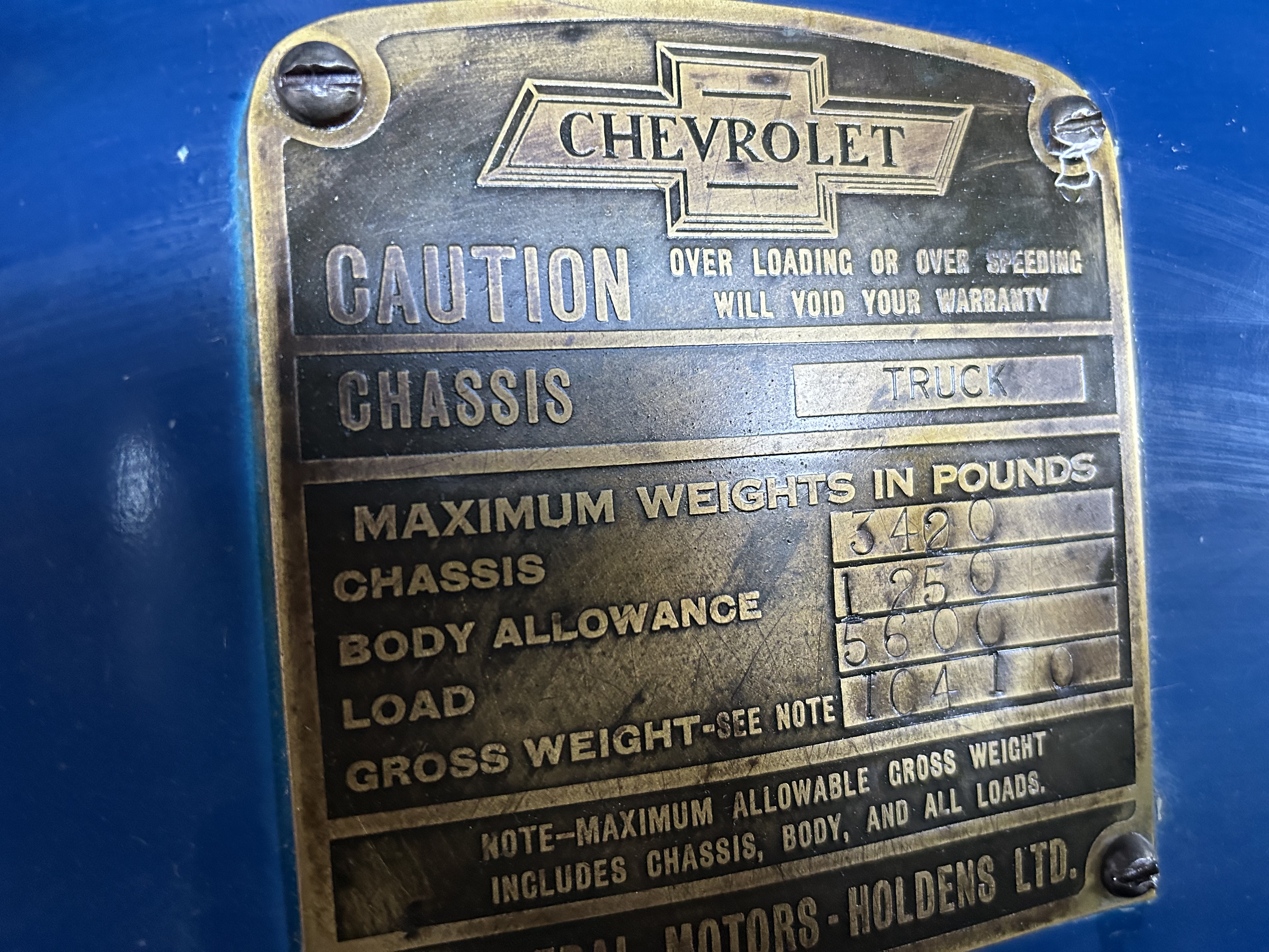 1935 CHEVROLET C/CHAS TRAY