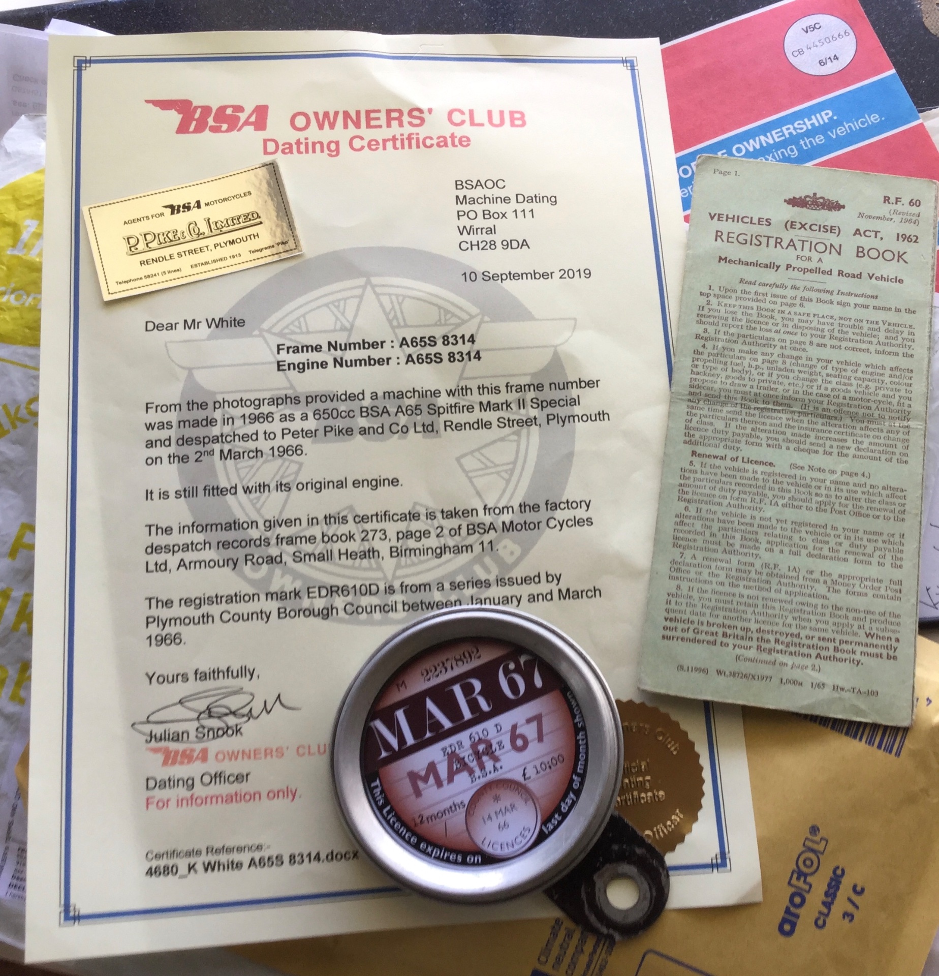 1966 BSA A65 SPITFIRE ROAD