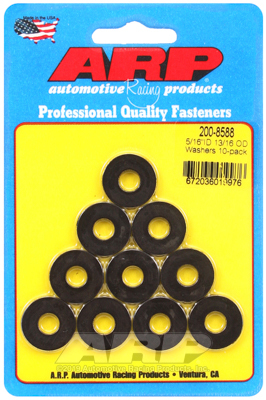 ARP Washer, Hardened, High Performance, Flat, 5/16 in. ID, 0.812 in. OD, 0.120 Thick, Chromoly, Black Oxide, Set of 10