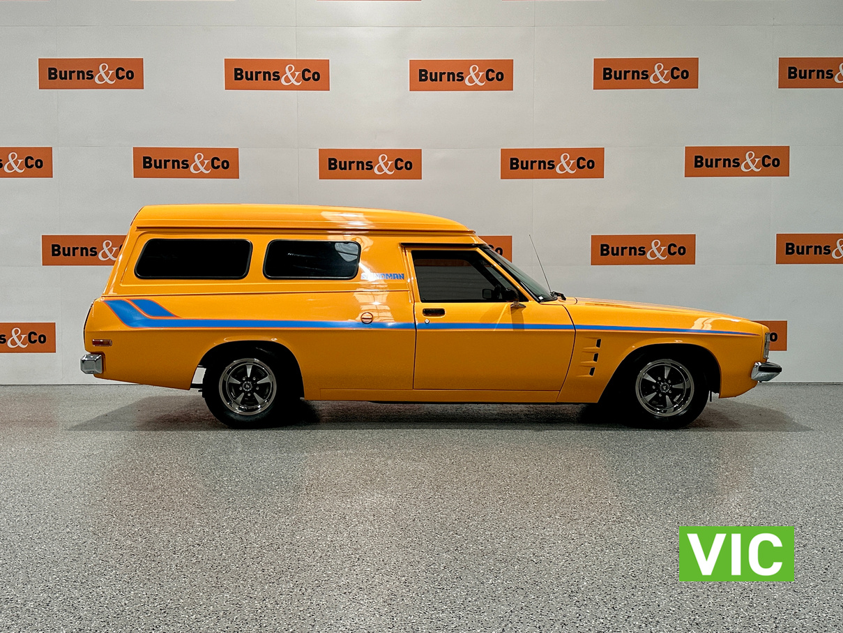 1976 HOLDEN HX SANDMAN FACTORY V8 PAPAYA MANUAL PANELVAN