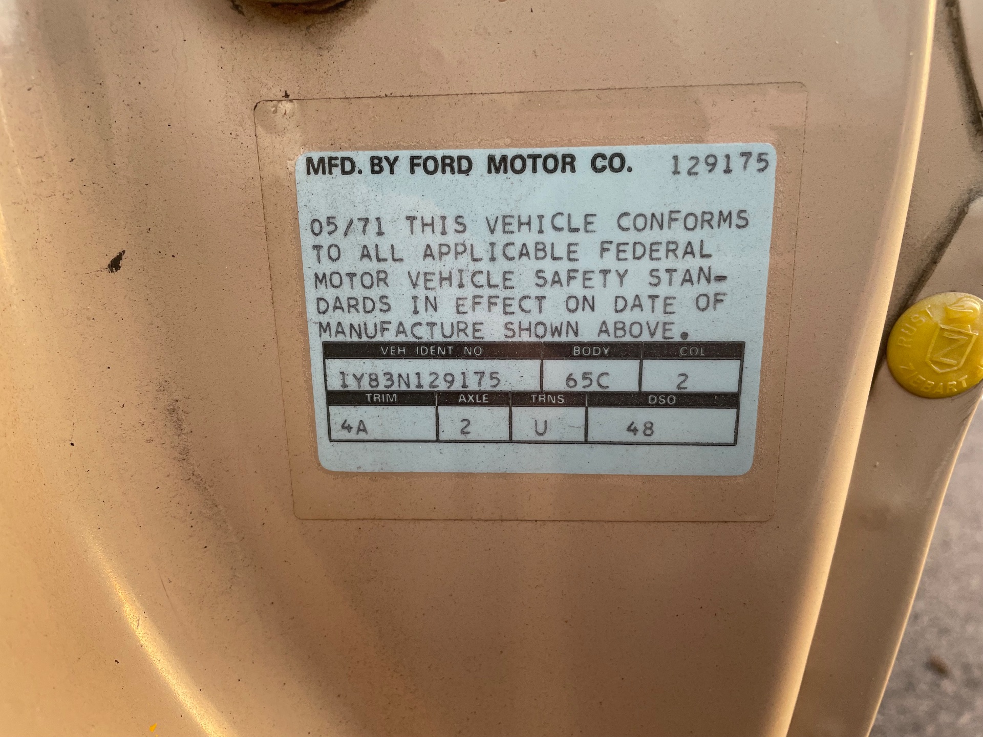 1971 FORD THUNDERBIRD AUTOMATIC COUPE
