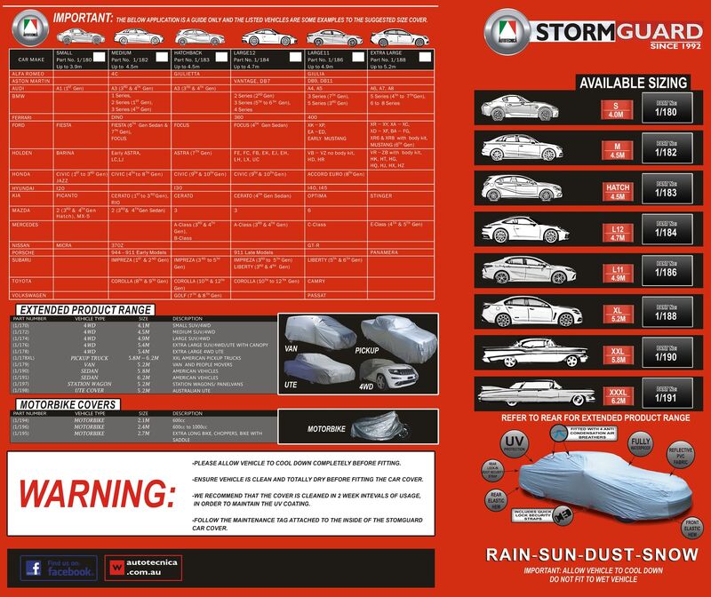 Autotecnica Car Cover, Stormguard Station Wagon Cover up to 5.2m Long, Each