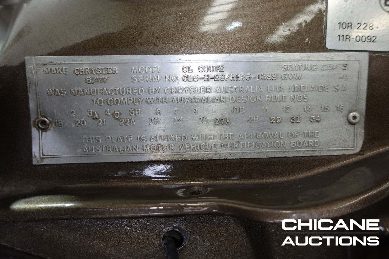 1977 CHRYSLER VALIANT CL CHARGER 770 V8 4 SP MANUAL 2D COUPE