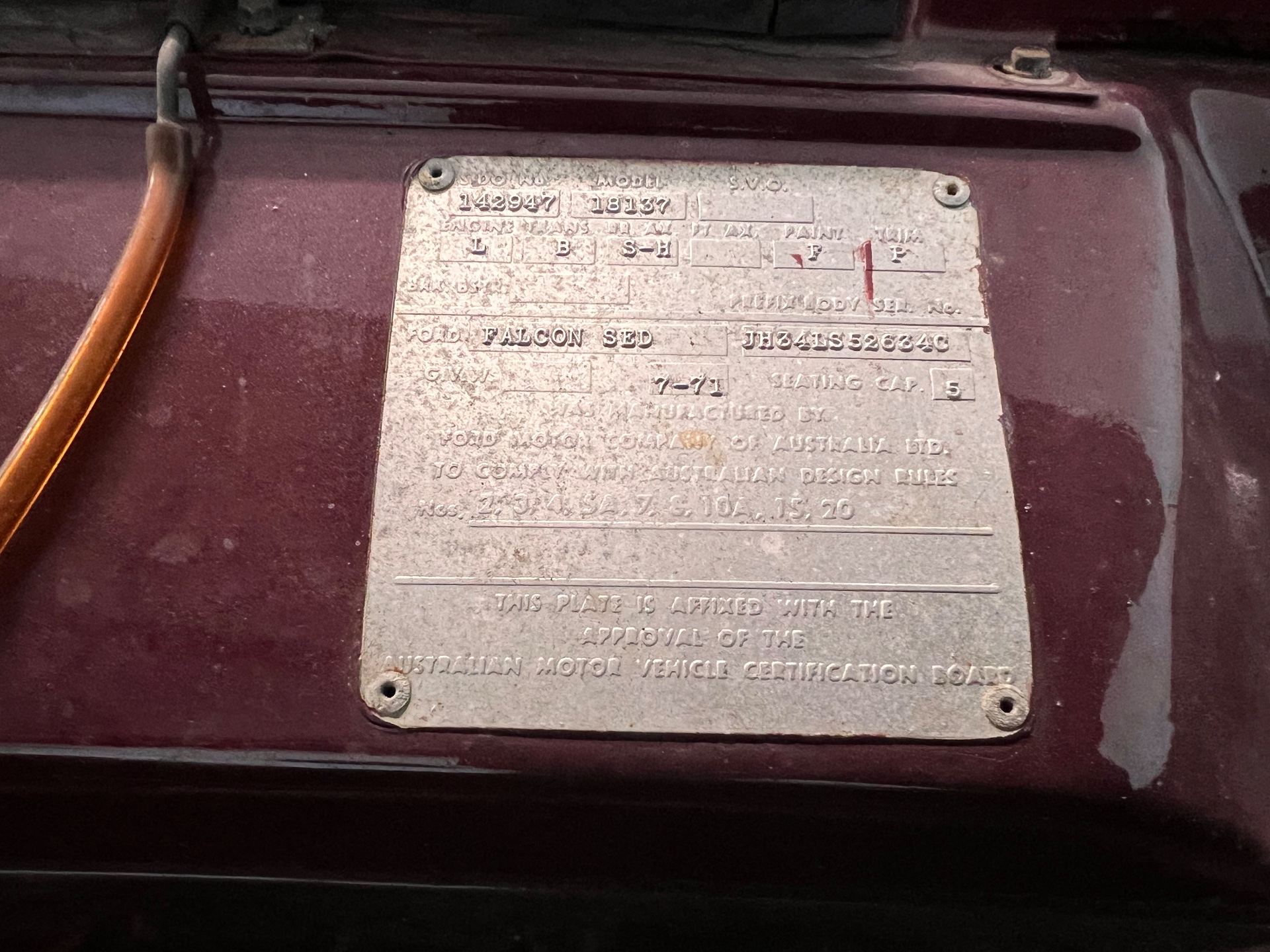 1971 FORD FAIRMONT XY 3 SP AUTOMATIC 4D SEDAN